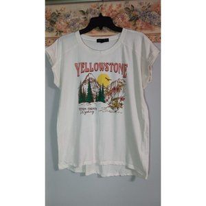 Cactus + Pearl Large Cream Yellowstone Teton Wyoming Casual Boho Travel Top